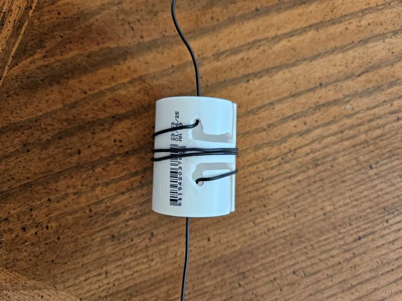 Figure 2. Table-top mechanical test of the first wire kabob. There may never be a second one. Figure 2. Table-top mechanical test of the first wire kabob. There may never be a second one.